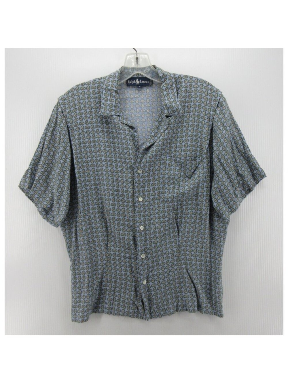 VINTAGE Ralph Lauren Top 8 Shirt Loop Collar Paisley Camp Pocket